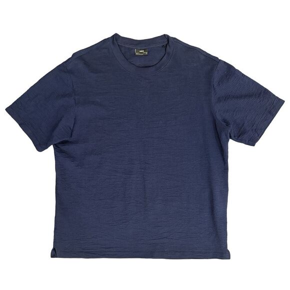 Men’s Mango Man Regular Fit Ribbed Navy Shirt - Size L Large - Picture 1 of 6